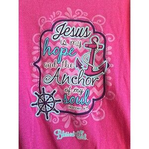 NEW! Blessed Girl JESUS ANCHOR HEBREWS 6;19 MEDIUM SLEEVE Pink Cotton